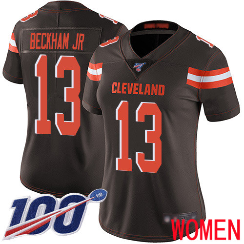 Cleveland Browns Odell Beckham Jr Women Brown Limited Jersey 13 NFL Football Home 100th Season Vapor Untouchable